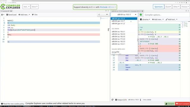 1 Minute video, introduction to www.godbolt.org смотреть онлайн