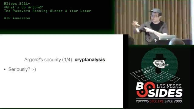 What's Up Argon2? The Password Hashing Winner A Year Later - JP Aumasson смотреть онлайн