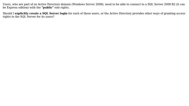 SQL Server connection for Active Directory users without creating explicit logins for each of them смотреть онлайн