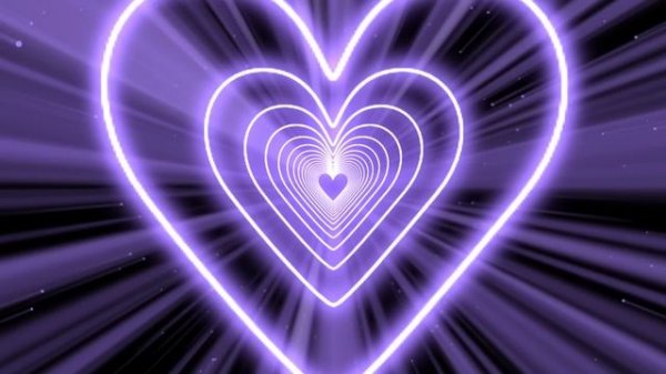 Heart Tunnel Background?Purple Background | Neon Heart Tunnel Loop | Animated Background-4K
