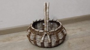 МК. Овальная Пузатенькая корзинка из бумажной лозы. Ручка. Часть 2. #86(2)