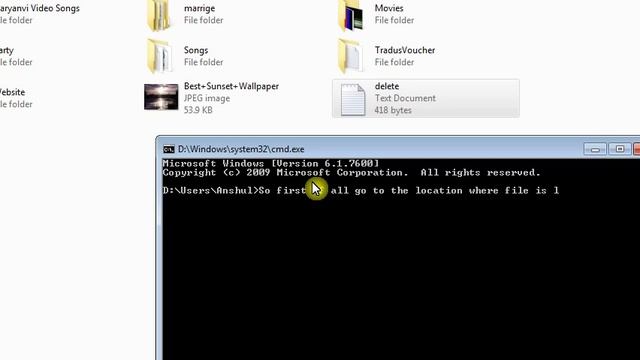 How to delete any file with CMD смотреть онлайн