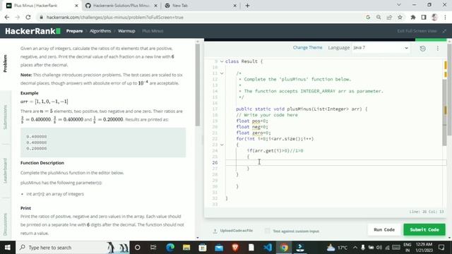 HackerRank Plus Minus Solution in java || HackerRank Plus Minus Solution in java hindi смотреть онлайн