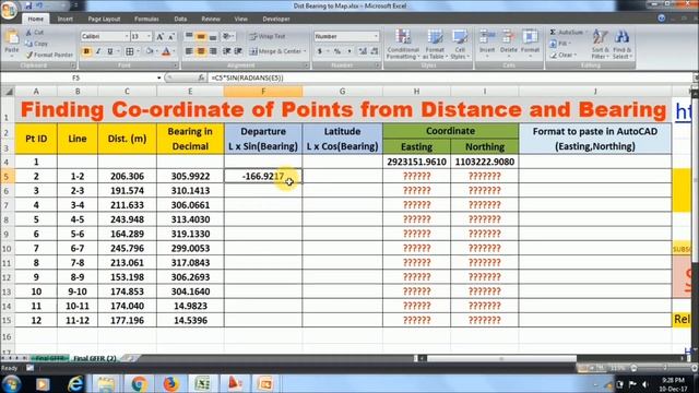 How to Calculate coordinates from distance and bearing where we have coordinate of a known point смотреть онлайн