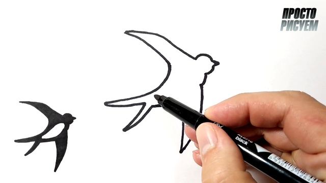 Как нарисовать ЛАСТОЧКУ легко смотреть онлайн