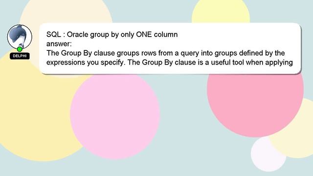 SQL : Oracle group by only ONE column смотреть онлайн