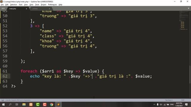 FOREACH ARRAY IN PHP смотреть онлайн