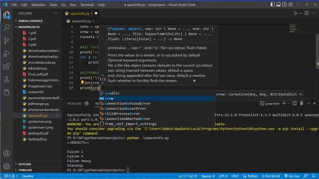 Python - To get Space Details | Python Beginners | Tutorials смотреть онлайн