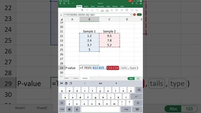 Independent t-test in Excel смотреть онлайн