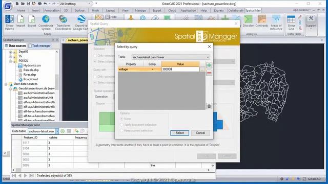 GstarCAD Spatial Manager - Locating polygons crossed by specific linear objects смотреть онлайн