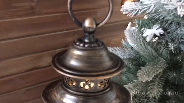 Новогодний снежный фонарь СНЕГОВИК И ХОРОВОД, бронзовый, LED-огни, 35 см, батарейки PT-22351 смотреть онлайн