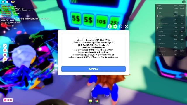 HOW TO GET GREEN PROGRESS BAR AND CUSTOM COLORED WORDS IN PLS DONATE(GIVEAWAY AT 100 SUBS) смотреть онлайн