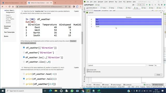 NPTEL Python for Data Science ,Week 3 Quiz answers with detailed proof of each answer смотреть онлайн