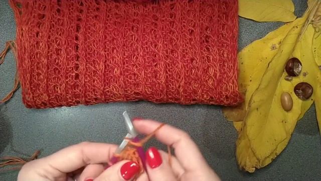 Ажурный шарф спицами,,Воздух осени,,??? смотреть онлайн