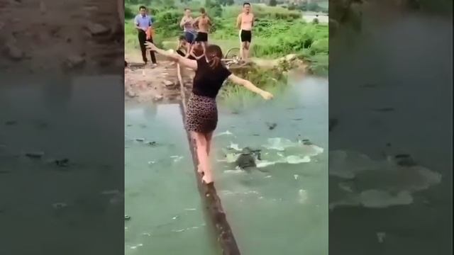 крокодилы почти СЪЕЛИ ДЕВУШКУ ??? что происходит в КИТАЕ #shorts смотреть онлайн