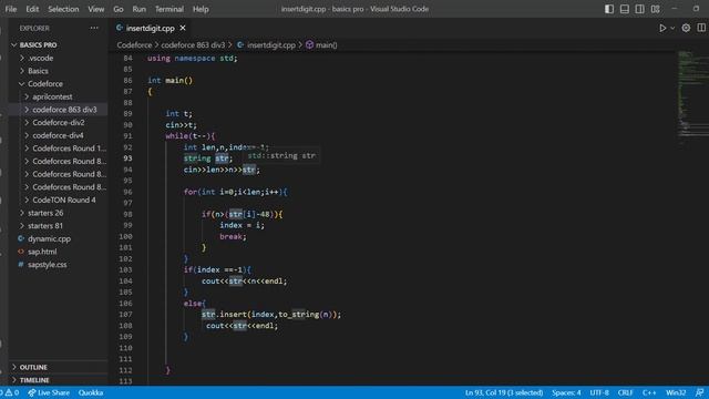 A. Insert Digit | Codeforces Round 863 (Div. 3) | Codeforces Solutions With Explanations #subscribe смотреть онлайн