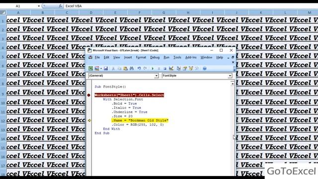 Font | Excel VBA смотреть онлайн