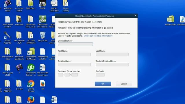 QuickBooks Security - Lost Password