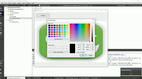 Qt QGraphicsColorizeEffect | Functions, Properties | Qt C++ | Qt Creator | Qt Tutorial