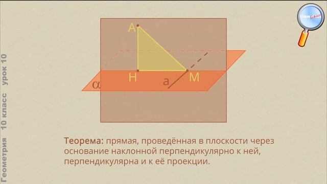 Геометрия 10 класс (Урок№10 - Перпендикуляр и наклонные.) смотреть онлайн