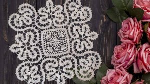 Брюггское кружево - квадратная салфетка. Часть 2