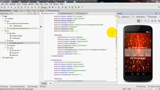 How many days left until Christmas app in Android Studio 1.4 смотреть онлайн