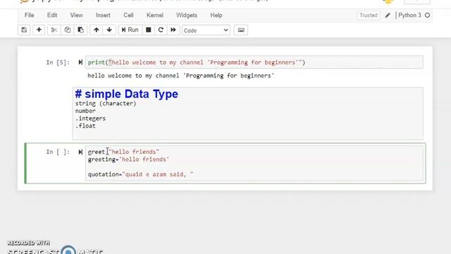 Simple Data Types | String | Python | Easy Tutorials in Urdu | Hindi Lecture#03 смотреть онлайн
