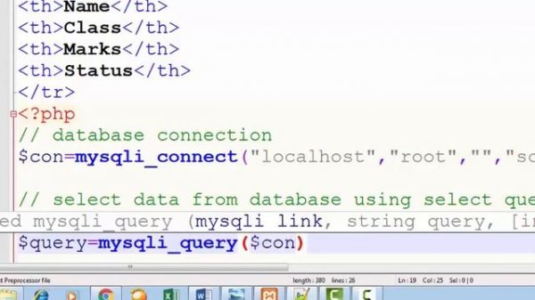 How to select data from database and display in html tables using php