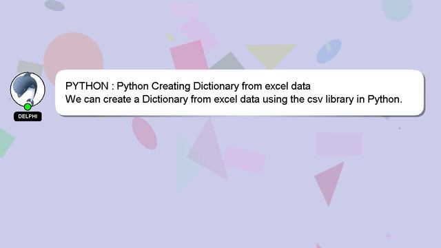 PYTHON : Python Creating Dictionary from excel data смотреть онлайн