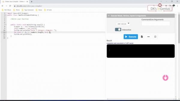 Java program to find the smallest element in an array