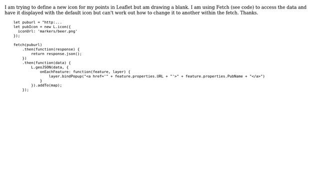 GIS: Defining custom icon for points in L.geoJSON within fetch call смотреть онлайн