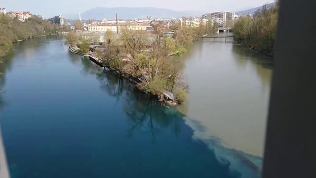 Suisse. Switzerland. Genève. Швейцария. Женева. То самое место где встречается река Рона и Арве. смотреть онлайн