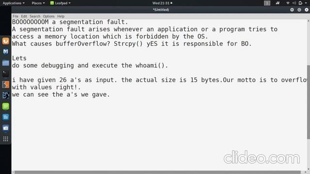 Stack based bufferOverflow Tutorial смотреть онлайн