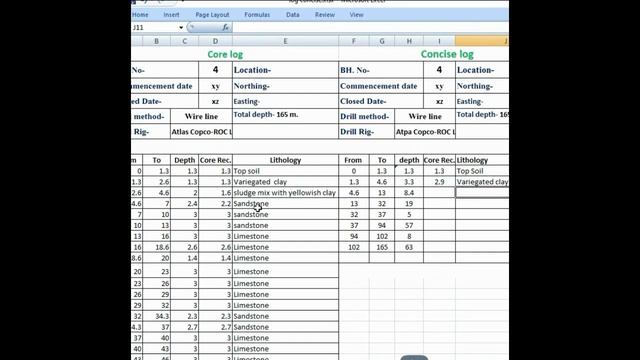 How to Concise a Core log in Excel Sheet: Concise Core Log смотреть онлайн