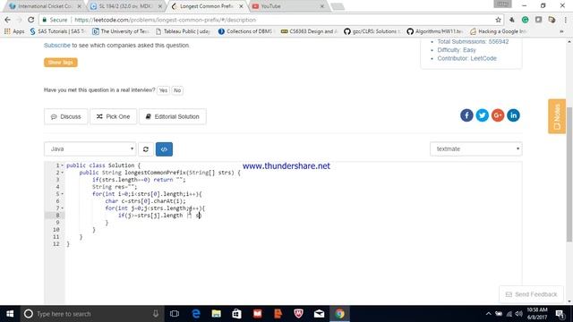 Leetcode 14 Longest Common Prefix смотреть онлайн