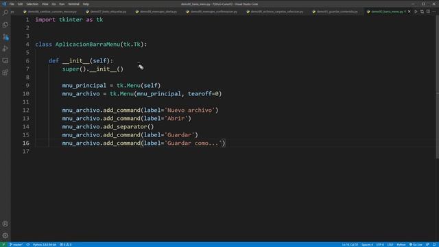 Python Curso V2: 811 Crear una Barra de Menú en una Ventana de una GUI del Módulo Tkinter смотреть онлайн