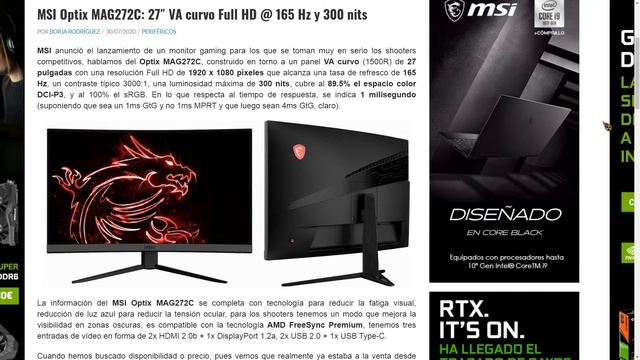 MSI Optix MAG272C 165 Hz Monitor Review смотреть онлайн