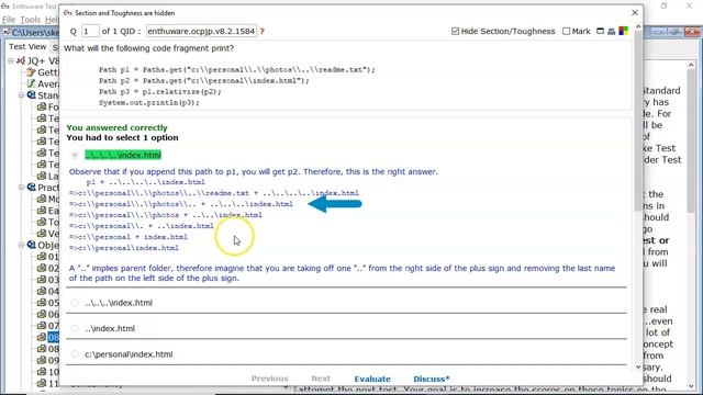 relativize() example. (enthuware.ocpjp.v8.2.1584) смотреть онлайн