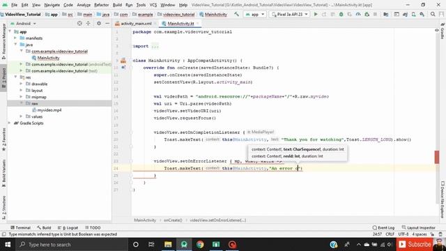 VideoView in Kotlin in Android Studio Tutorial смотреть онлайн