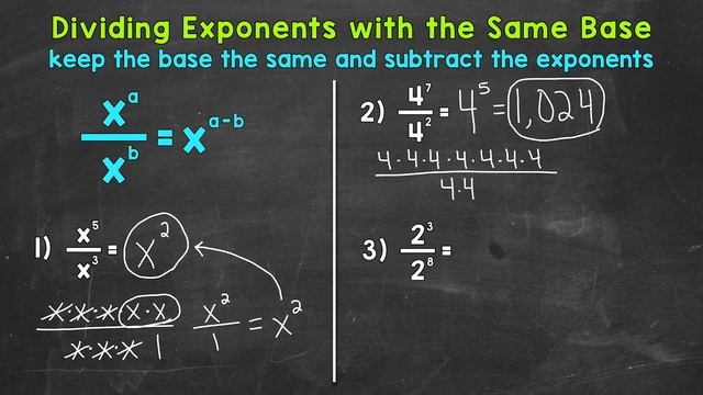 Dividing Exponents with the Same Base | Exponent Rules | Math with Mr. J смотреть онлайн