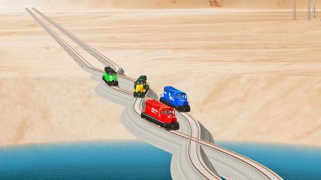 Impossible Helical Shaped Rail Tracks vs Trains crossing -Beamng Drive смотреть онлайн