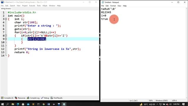 convert string into lower case in c in hindi смотреть онлайн