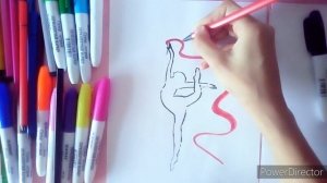 Как нарисовать гимнастку с лентой?