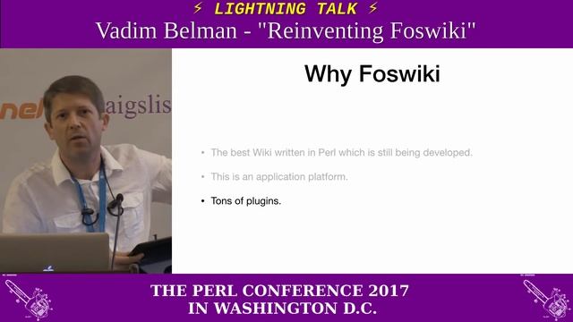 Lightning Talk by Vadim Belman - "Reinventing Foswiki" смотреть онлайн