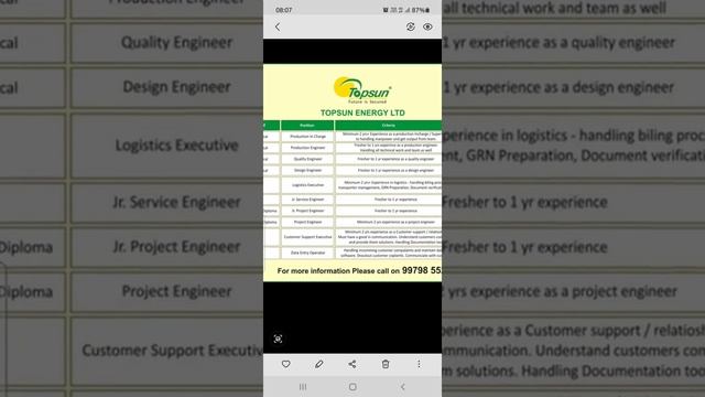 Diploma and b.tech student job in top sun energy.. смотреть онлайн