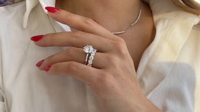 Classic Wedding Set | 3.5ct Round Diamond Knife Edge Solitaire with 4ct Eternity Band смотреть онлайн