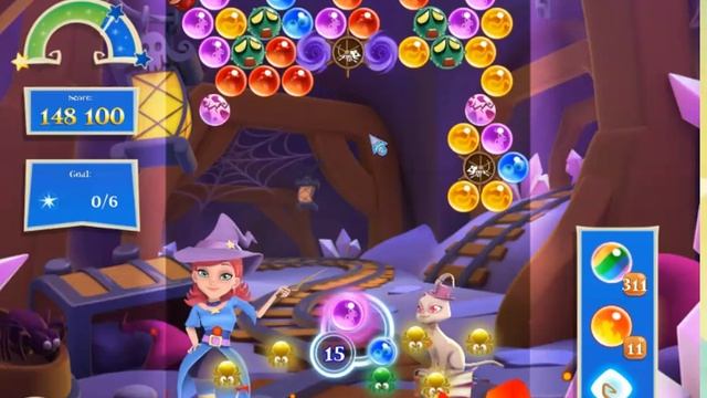 Bubble Witch 2 Saga Level 3489 with no booster & 1 bubbles left смотреть онлайн