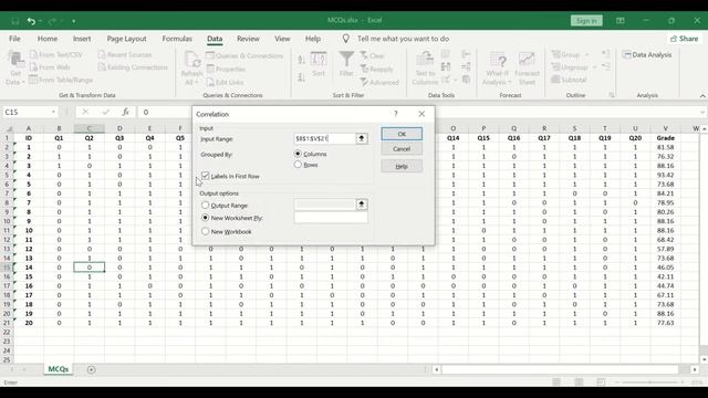 Correlation matrix and colour coded values Pearson’s correlation coefficient in Excel смотреть онлайн