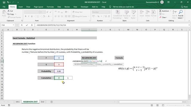 Excel NEGBINOM DIST Function смотреть онлайн