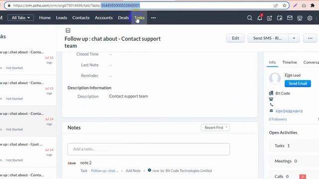 Manage Column of Task Module for Related Module Notes in Zoho CRM смотреть онлайн